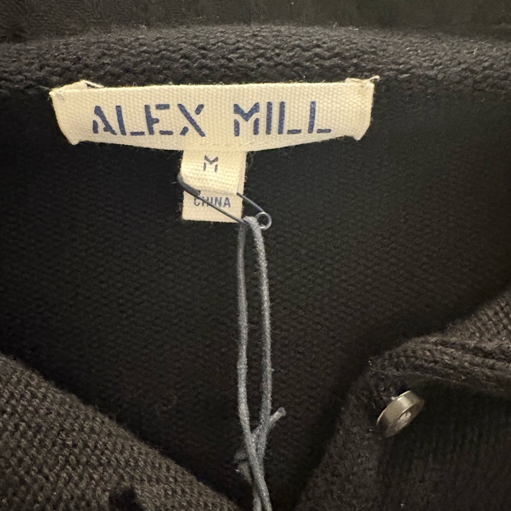 Alex Mill Taylor Cardigan In Cotton Cashmere Medium  Black NWT - Picture 6 of 7